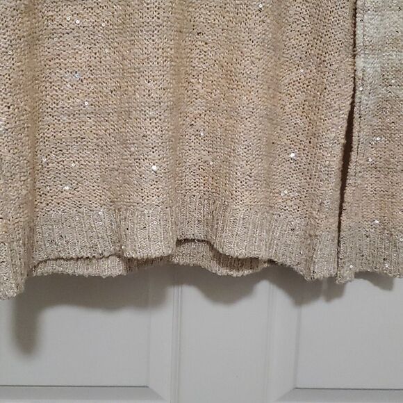 Liz claiborne cream long sleeve sequins sweater womens Large - Picture 3 of 9